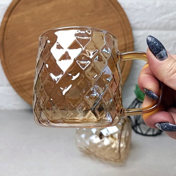 Чайная чашка с золотистым перламутром Amber из боросиликатного стекла Crystal Hell