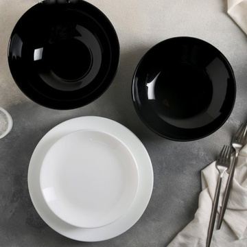 Чорно-білий столовий набір посуду LUMINARC Diwali Black&White 19 предметів (P4360) Luminarc