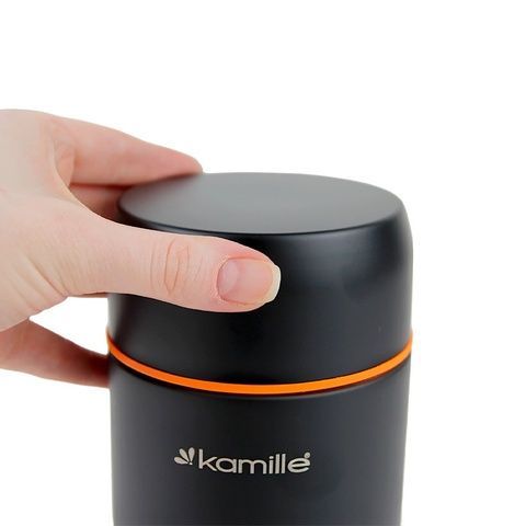Термос для супа 500 мл из нержавеющей стали Чёрный Kamille