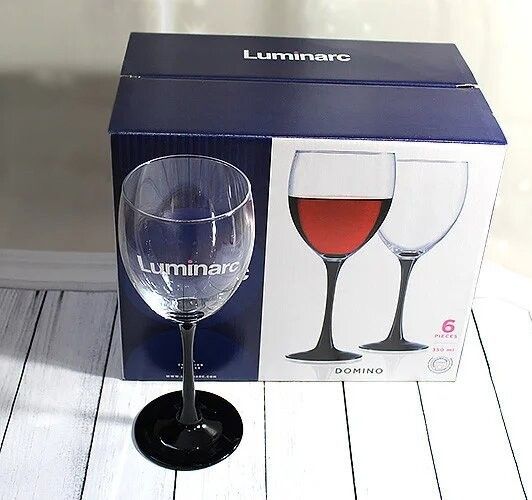 Набір скляних чарок на чорній ніжці Luminarc Domino 65 мл (H8166) Luminarc