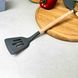 Силиконовая лопатка с прорезями для кухни с деревянной ручкой Серая
