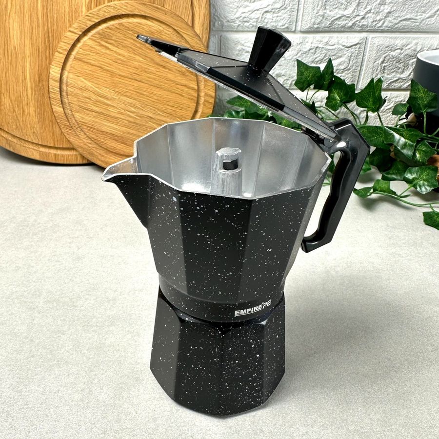 Чорна гейзерна кавоварка 6 порцій EM6603 Empire