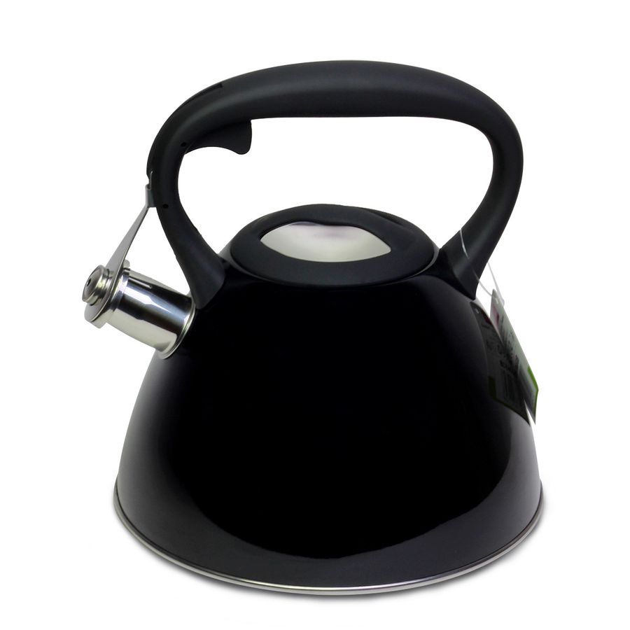 Чайник чорний матовий 3 л з нержавіючої сталі зі свистком і чорною бакелітовою ручкою для індукції Kamille