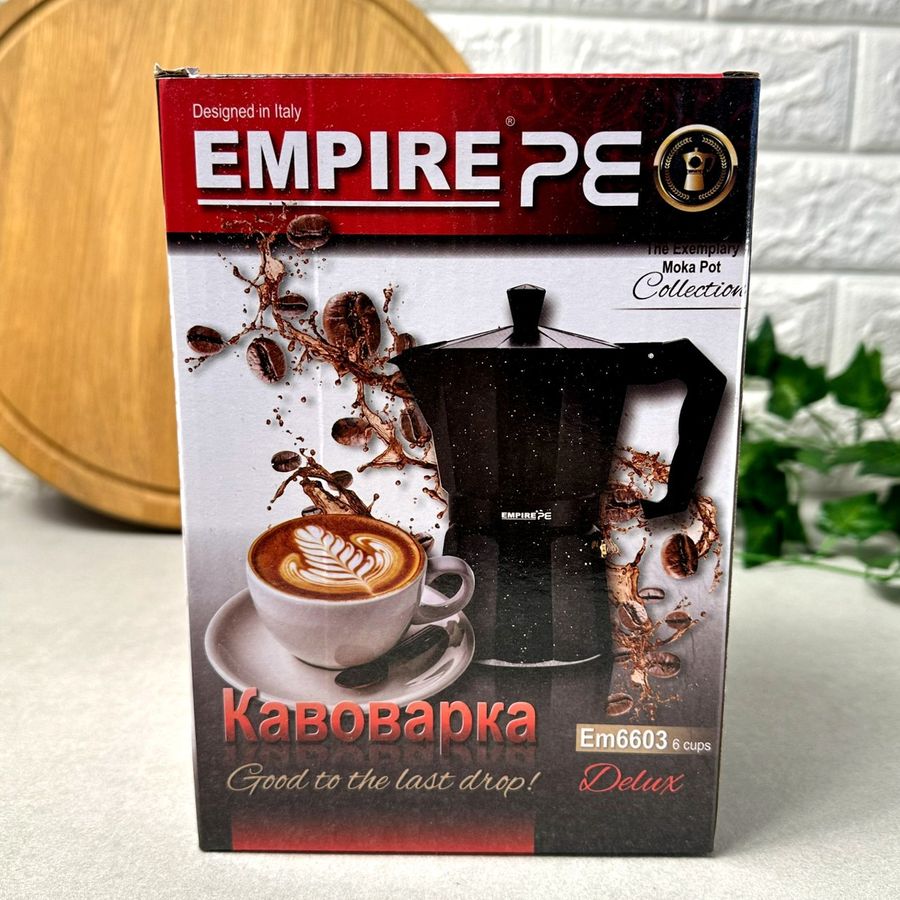 Чёрная гейзерная кофеварка 6 порций EM6603 Empire