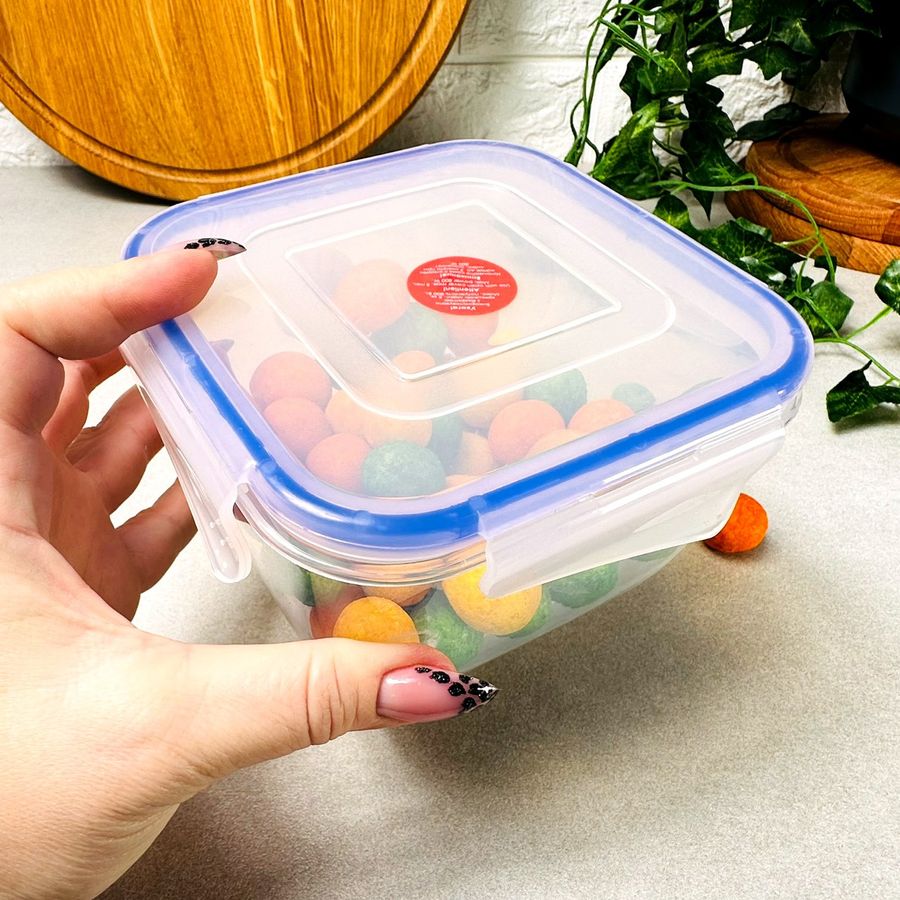 Квадратний пластиковий харчовий контейнер 0.9л Прозорий Фієста Алеана Алеана