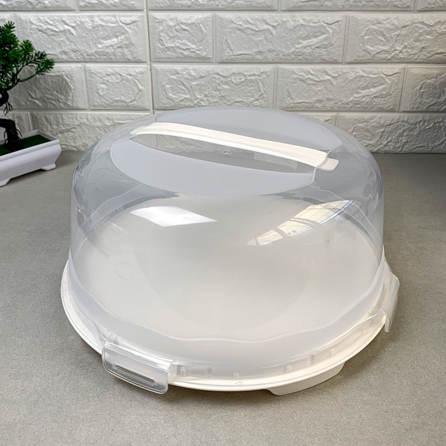 Кругла пластикова тортівниця з кришкою 30*15 см Dunya Plastic