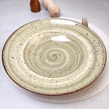 Тарелка круглая зелёная для пасты глубокая Kutahya Porselen Corendon 270 мм (GR3127) Kutahya Porselen