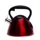 Чайник красный 3 л из нержавеющей стали со свистком и черной бакелитовой ручкой для индукции