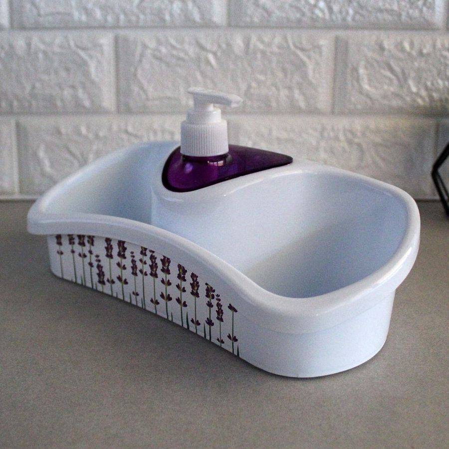 Дозатор миючого засобу для кухні з підставкою для губки і миючих засобів Plastar Pak