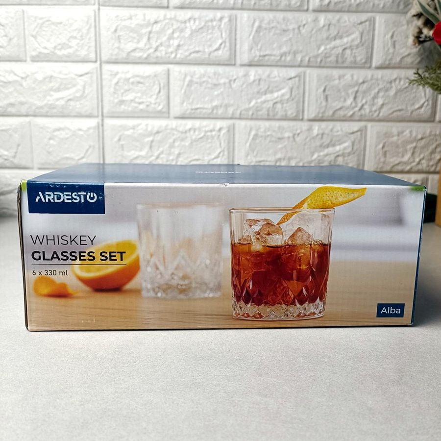 Набір склянок для віскі Ardesto Alba скло 6 шт х 330 мл Ardesto