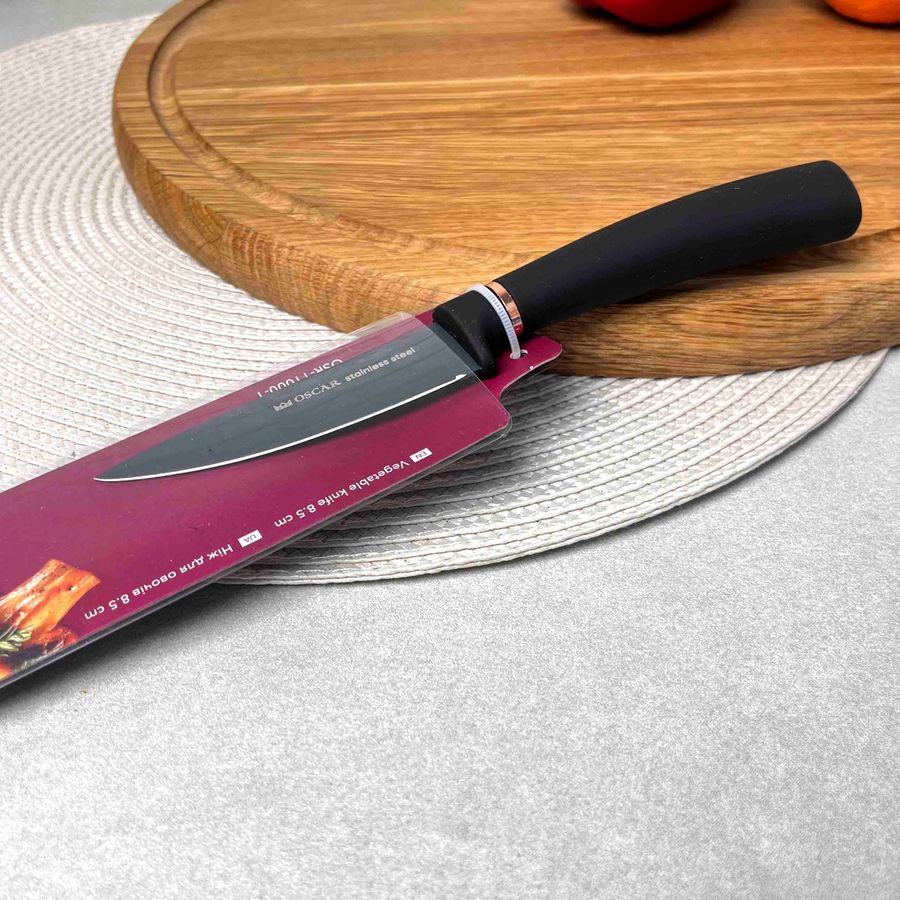 Черный овощной нож 8.5 см с ручкой Soft-touch Oscar Grand Oscar