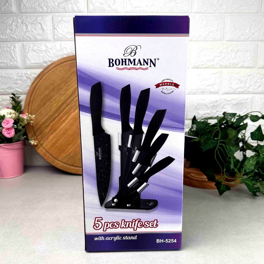 Набор чёрных гранитных ножей 6 предметов на подставке Bohmann Bohmann