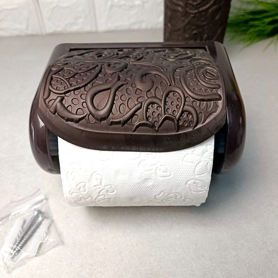 Декоративный коричневый пластиковый настенный держатель для туалетной бумаги, 376 Elif Elif Plastik
