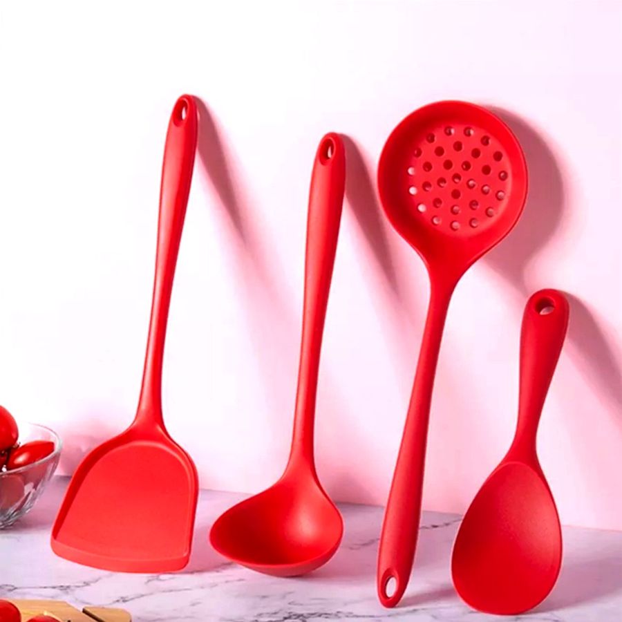 Набор красных кухонных принадлежностей из жаростойкого силикона Kitchen Art