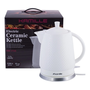 Белый керамический электро-чайник, 1.5 л. Kamille
