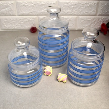 Набір скляних банок з блакитним декором Luminarc Spiral 3 шт (Q0394) Luminarc