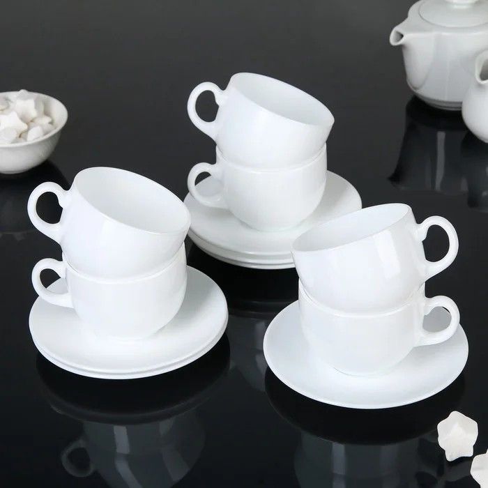 Чайный сервиз белый из стеклокерамики Luminarc Peps Evolution 6х220 мл (63368) Luminarc