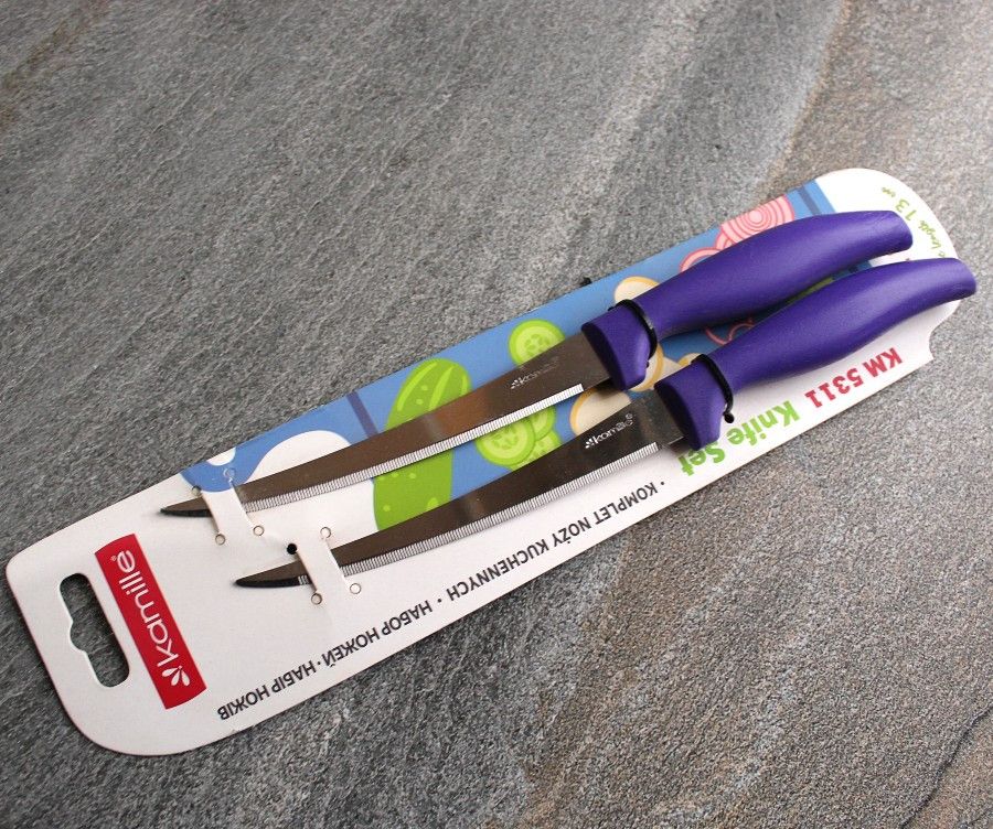 Набір кухонних ножів Kamille 2 предмета з нержавіючої сталі з пластиковими ручками Kamille