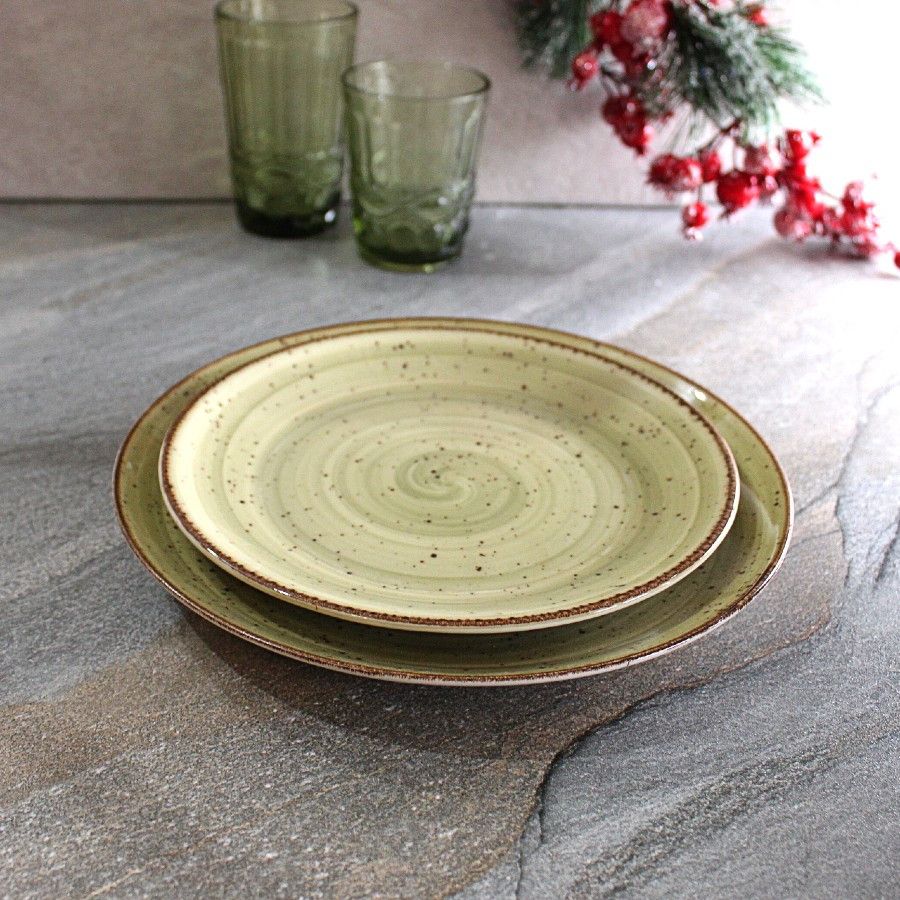 Фарфоровая турецкая тарелка зелёная Kutahya Porselen "Corendon" 250 мм (GR3025) Kutahya Porselen