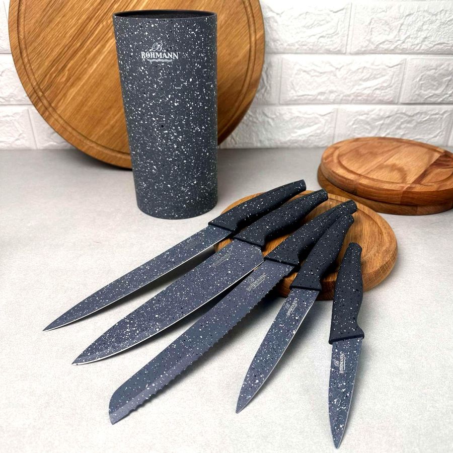 Набор гранитных ножей 6 предметов на Серой подставке Bohmann Bohmann