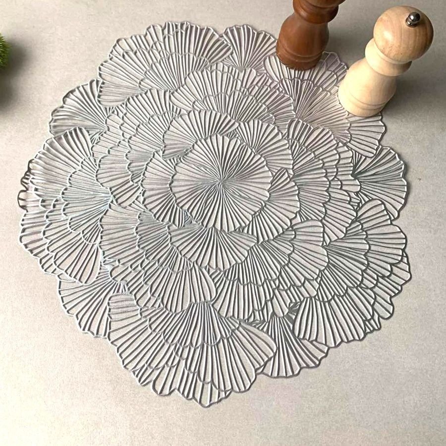 Кругла сервірувальна серветка сіра 38 см Квітка, сервірувальний килимок (К-77) Hell