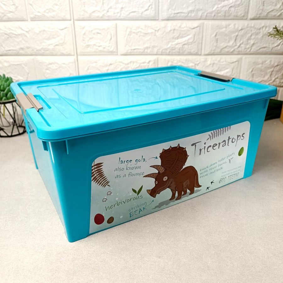 Голубой контейнер с крышкой для хранения 7.9л Smart Box Динозавр Алеана