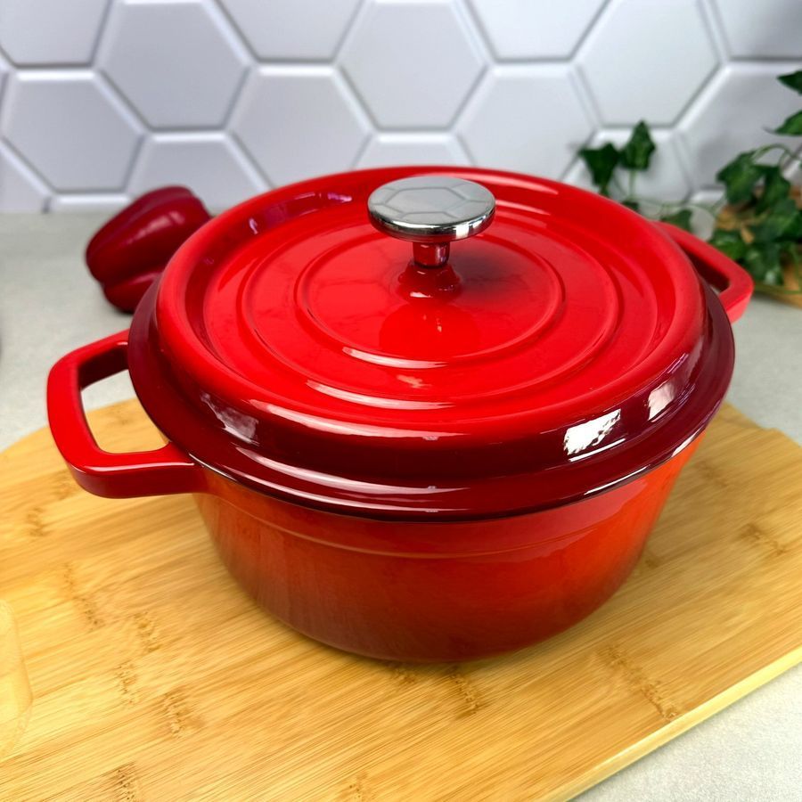 Чугунная кастрюля 2.9 л Красная Ringel Essen для всех видов плит RINGEL