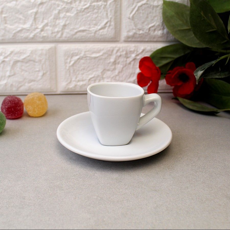 Чашка для еспрессо з блюдцем Horeca HLS 70 мл, білий посуд для кафе Hell