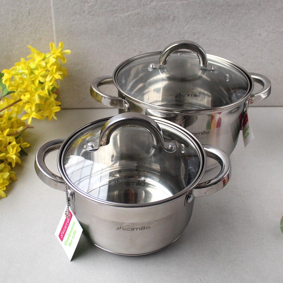 Набор на 2 кастрюли Kamille посуда из нержавеющей стали для приготовления пищи для индукции Kamille