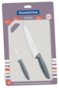 Набір кухонних ножів 3 шт з обробною дошкою Tramontina Plenus Tramontina