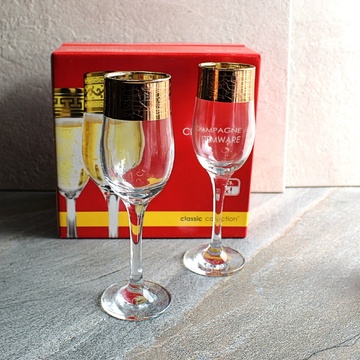 Набір келихів для шампанського з позолотою 6 шт Promsize Кракелюр 150 мл (TRV267-160) ОСЗ
