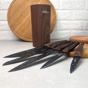 Набір гранітних ножів 6 предметів на підставці Дерево Bohmann Bohmann