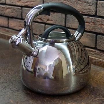 Чайник Kamille 2.8 л з нержавіючої сталі зі свистком і скляною кришкою для індукції Kamille