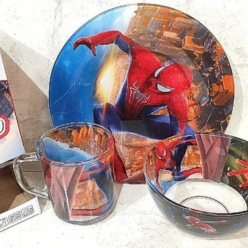 Набор детский для мальчиков Человек-паук 3 предмета, детская посуда Hell
