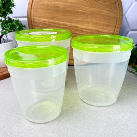 Набір круглих пластикових судків для їжі 1.7+1.3+0.9 л Twist ALPLASTIK