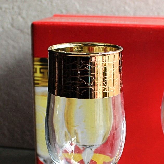 Набор бокалов для шампанского с позолотой 6 шт Promsize Кракелюр 150 мл (TRV267-160) ОСЗ