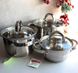 Набір каструль Kamille посуд з нержавіючої сталі 3 каструлі для приготування їжі для індукції