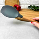 Глубокая силиконовая лопатка для кухни с деревянной ручкой Серая