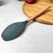 Глибока силіконова лопатка для кухні з дерев'яною ручкою Сіра