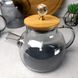 Термостойкий стеклянный чайник для плиты 1л Чёрный перламутр Smokey Crystal