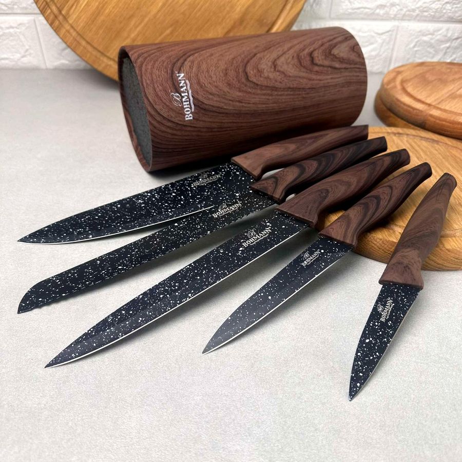 Набор гранитных ножей 6 предметов на подставке Дерево Bohmann Bohmann