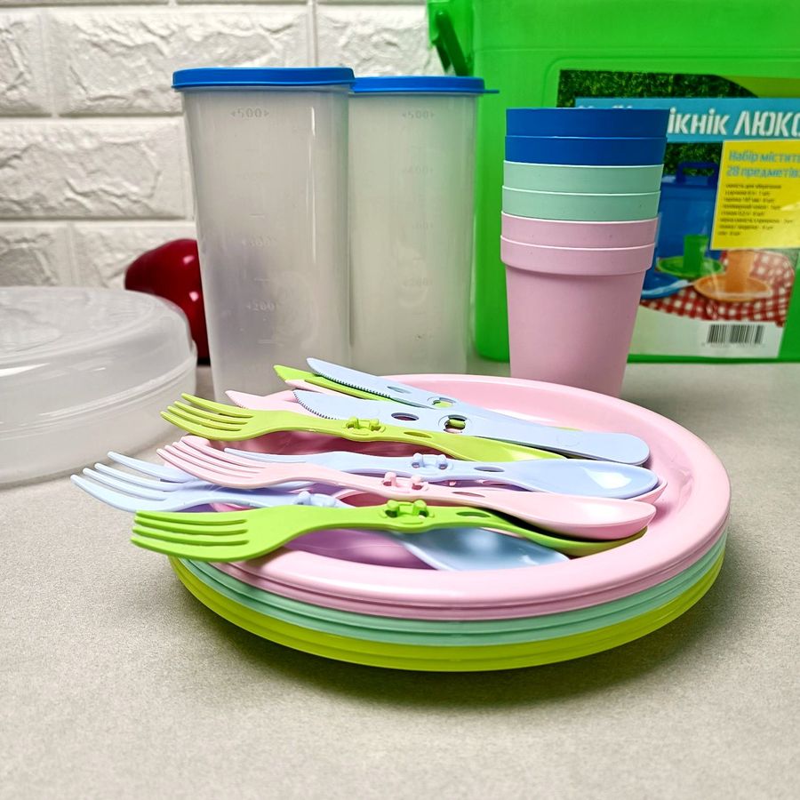 Посуд для пікніка на 6 персон 28 предметів Люкс Ал-Пластик