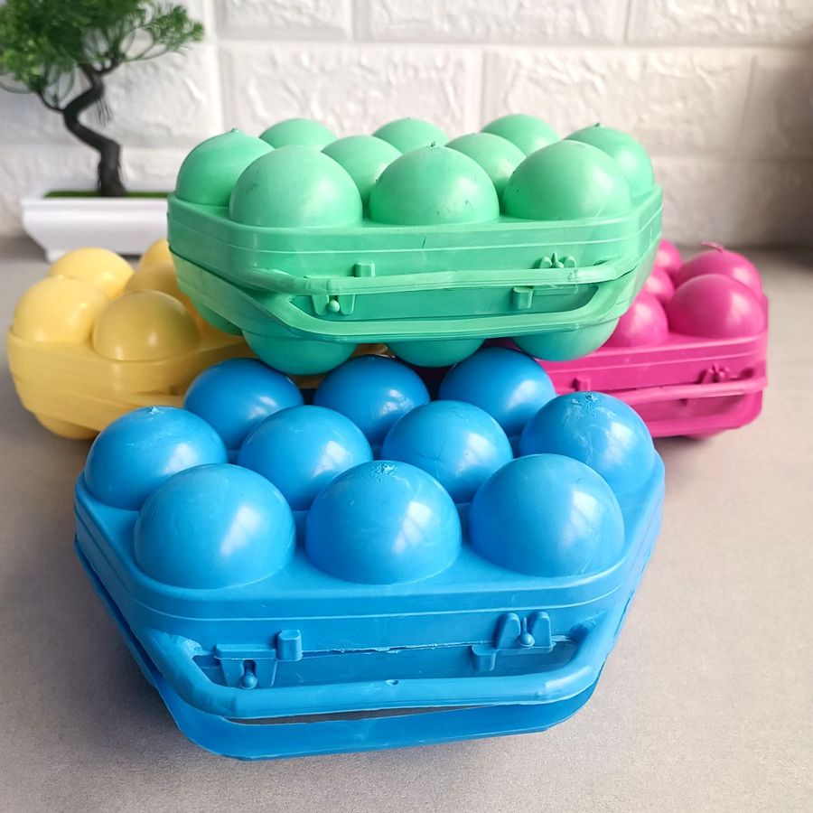 Пластиковий лоток з литою ручкою для зберігання та транспортування десятка яєць. Укрпласт