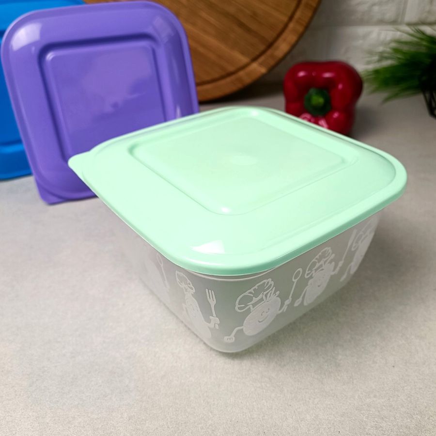 Квадратний пластиковий контейнер для харчових продуктів 1л Полімерагро