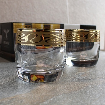 Низкие стаканы с золотыми завитками 310 мл Promsize Лагуна 6 шт (EAV259-808/S) Гусь Хрустальный
