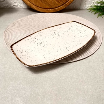 Фарфоровая тарелка прямоугольная под мрамор Kutahya Porselen Atlantis 270х160 мм (CR3427) Kutahya Porselen
