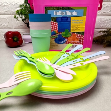 Набор пластиковой посуды для пикника 25 предметов Ал-Пластик