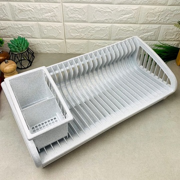 Біла пластикова сушарка для посуду з підставкою для сушіння столових приладів Ламела
