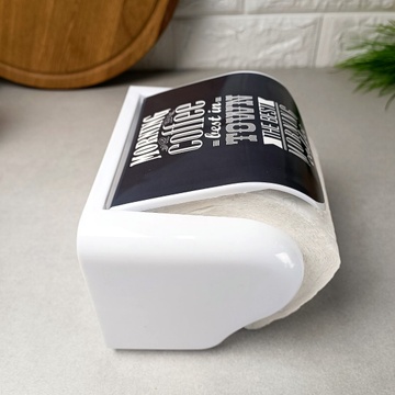 Белый с черной крышкой пластиковый настенный держатель для туалетной бумаги, 386 Elif Elif Plastik