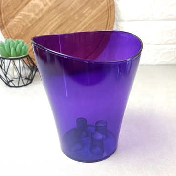 Фіолетовий горщик для орхідеї з прозорими стінками та хвилястим верхом на 2л 19 см Ніка Алеана